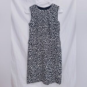 Ann Taylor Women's Black White Spotted Sleeveless Knee Length Sheath Dress 0P